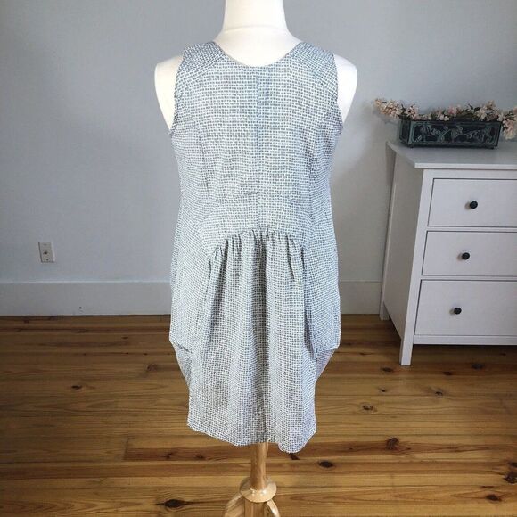 Gershon BRAM Large Gray & White Lightweight Sleeveless Dress Oversized Pockets - Picture 4 of 12